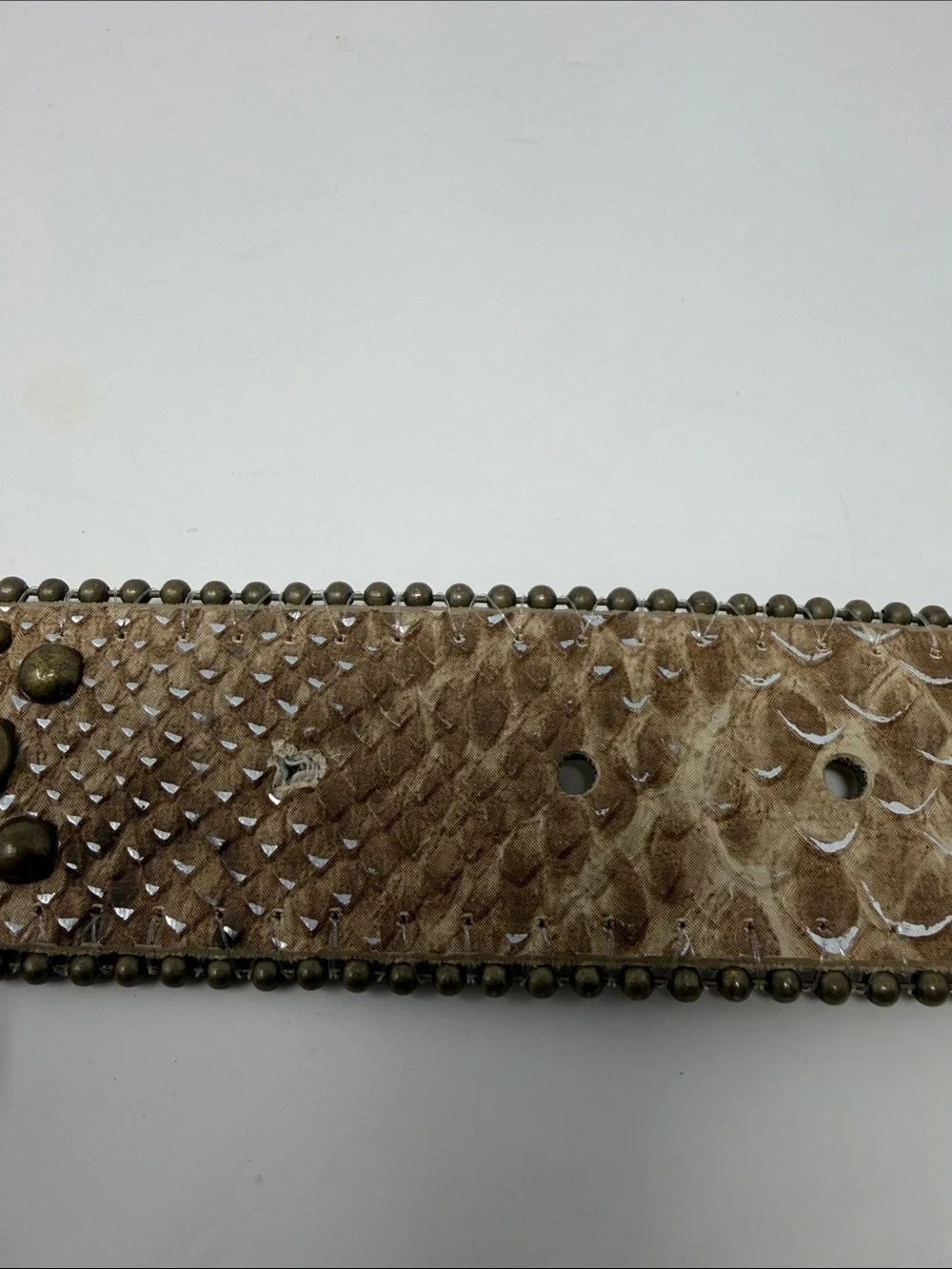 Chico’s Embellished Tan Leather Western-Style Belt Size Large